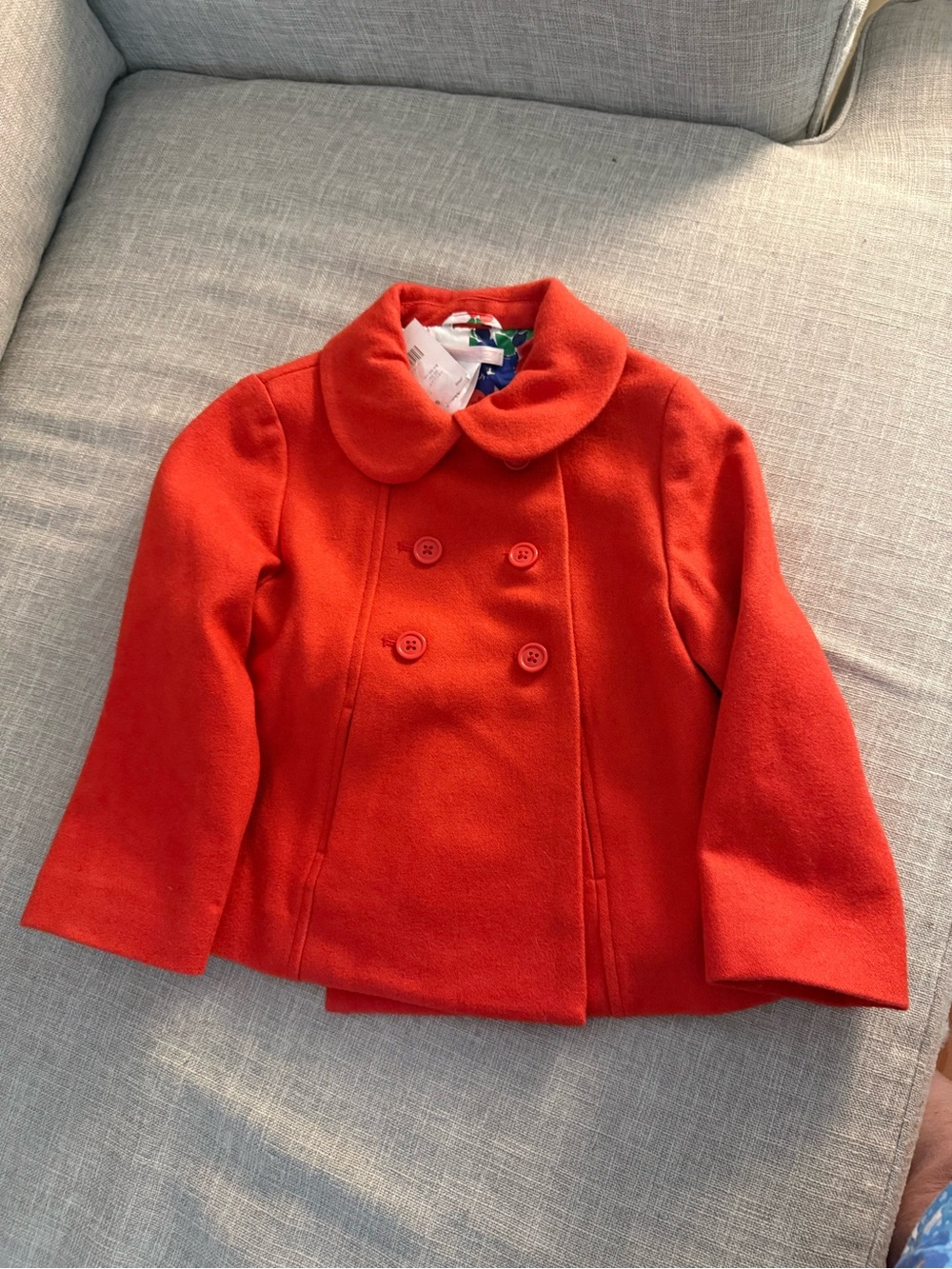 Janie and Jack Kid's Orange Double-Breasted Pea Coat